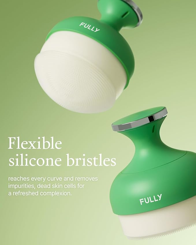 FULLY Pore Cleansing Silicon Brush, Effective Pore Cleaner, Over 2000 Fine Bristle, Unclog Pores, Blackhead Brush, Sebum Remover Tool, Gentle Exfoliator, Pairs with Green Tomato Clay Mask Cleanser