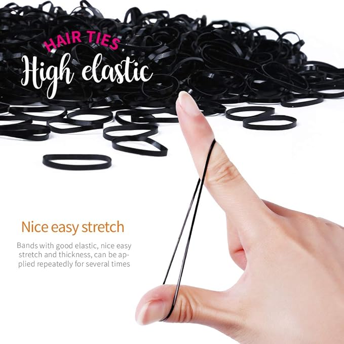 YGDZ 4000pcs Hair Rubber Bands, Clear Black Elastic Hair Ties Toddlers Girls Baby Hair Elastics Mini Small Braids Rubber Bands(Black+Clear)