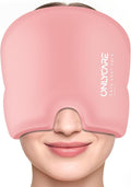 Upgraded Migraine Relief Cap, ONLYCARE Headache Relief Cap, Soothing Migraine Mask, Odorless Gel Ice Head Wrap, Hot & Cold Therapy, Reusable Ice Pack for Tension and Stress, Pink