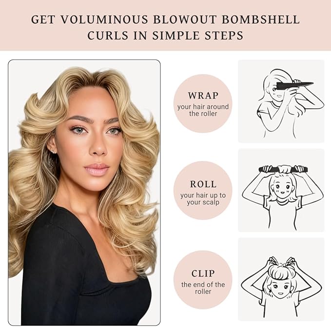 Heatless Curls Overnight Heatless Hair Curler Heatless Blowout with Luxury White Bag Silk Scarf, Curling Rod to Sleep in No Heat Curling Headband, (Green 3PC)