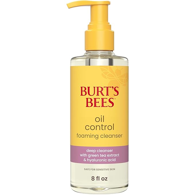 Burt's Bees Oil Control Foaming Cleanser; For Oily Skin; Safe for Sensitive Skin; Deeply Cleanses, Includes Green Tea Extract and Hyaluronic Acid; 8 Fl. Oz.