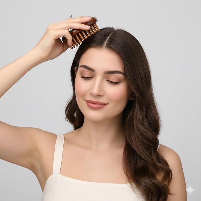 Wooden Scalp Massager - Ring Handle Scalp Massager Brush - Hair Growth Tool Portable Anti-Static Detangling Comb for Men and Women