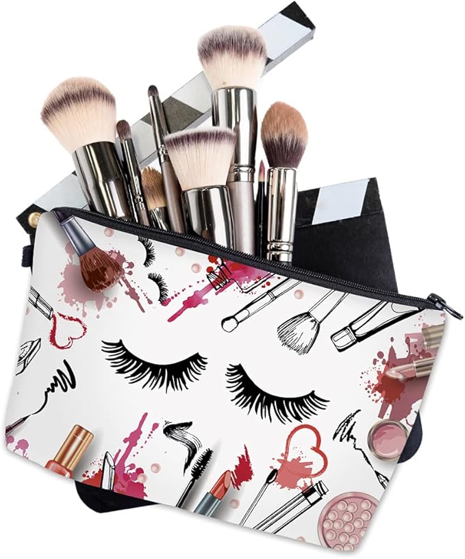 Deanfun Makeup Case Small, Cosmetic Zipper Bag Waterproof for Purse Mini, Women Cute Traveling Accessories Pouch for Ladies Thanksgiving Christmas Gifts(D2-55243)