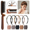 Aozzy 6Pcs Travel Folding Hair Brush With Retractable Pocket Band for Thin/Thick Hair, Boar Bristle Mini Brush for Women Any Hairstyle, Men's Hair/Beard, Great for Purse/Pocket