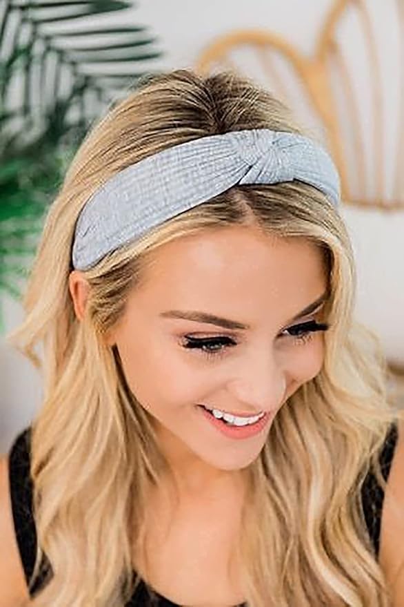 DRESHOW 8 Pack Knotted Headbands for Women Wide Turban Headband Yoga Exercise Ribbing Hair Hoop Hair Bands Accessories