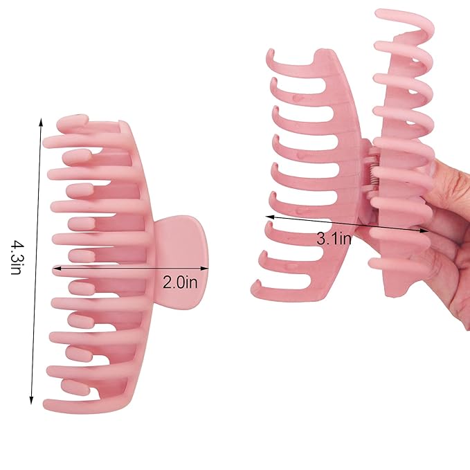 4 Pack Big Hair Claw Clips Nonslip Large Claw Clip for Women and Girls Hair,Strong Hold Grips Hair Accessories 4 Inch Pink)