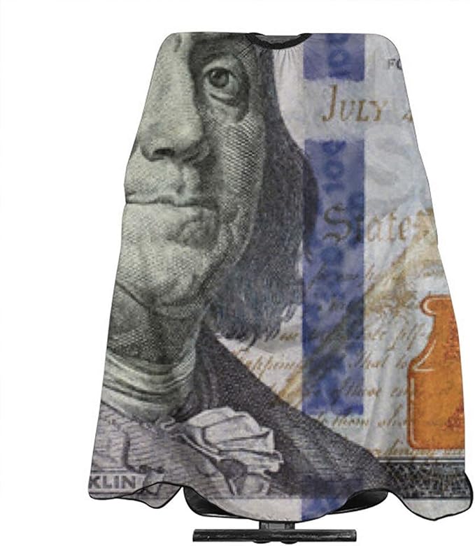 100 Dollar Bill Haircut Apron Professional Salon Cape Polyester Baber Cape With Adjustable Buckle for Adult