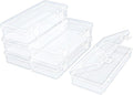 6 Pack Rectangular Clear Plastic Storage Containers Box with Hinged Lid for Beads and Other Small Craft Items (6.1 x 2.56 x 1.18 inch)