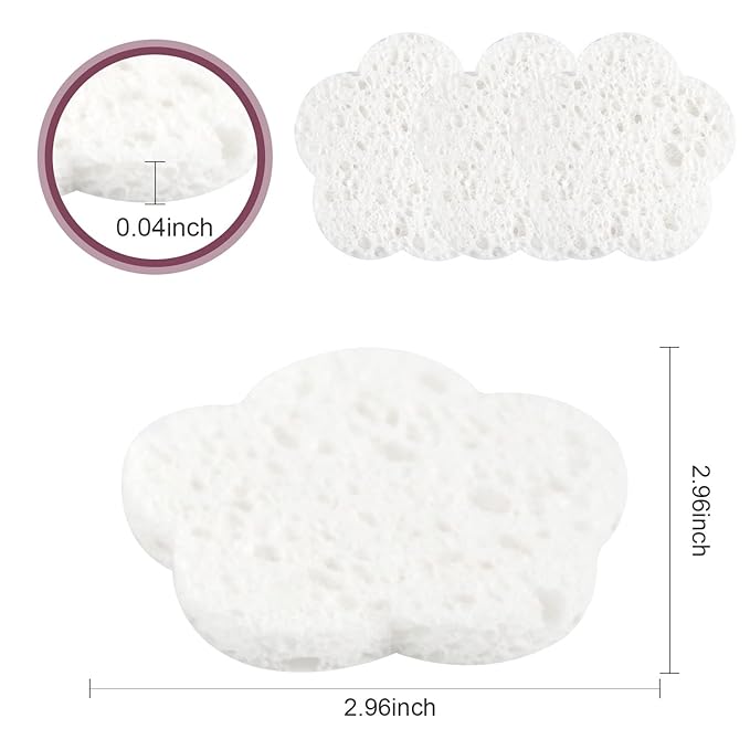50-Count Facial Sponges Compressed Facial Sponges Natural Facial Cleansing Sponges Pads Cute Flower Shape Exfoliating Sponges for Cleansing Reusable,Best Makeup Gift, White