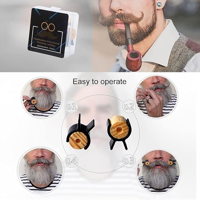 Handlebar Mustache Training Wheel, Mustache Curler Mustache Trainer Men Mustache Styling Template Mustache Training Wheel Beard Shaping Tool Handlebar Mustache Curler Black (Black)