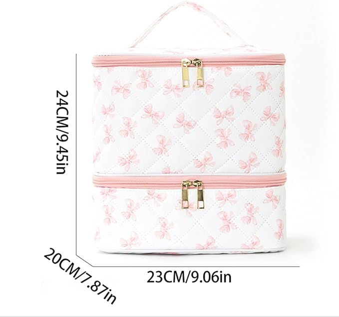 hibear Nail Supplies Organizer Nail Polish Storage Holds 30 BottlesNail Polish Storage Holds 30 Bottles Nail Kit Case Makeup Bag Vanity Case for Women (BOW PINK)