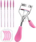 BenePoint Eyelash Curler, Lash Curler with Bonus 4Pcs Replacement Lash Pads& 5Pcs Eyelash Spoolies, Portable Travel Lash Curler for Eyelash Extension (Pink)