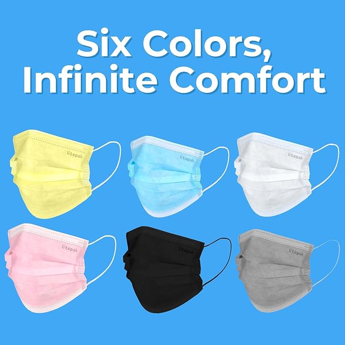 Litepak 125-Pack Disposable Face Mask Premium Comfort Earloops with Dispenser Box (Gray)