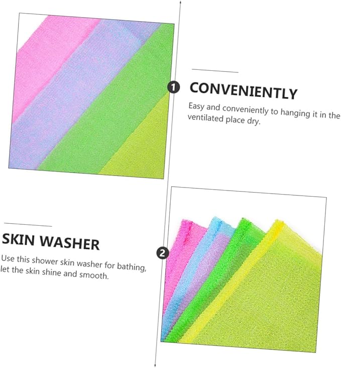 4pcs Back Scrubber Strap Gentle Exfoliating Bathing Washer for Men Women Comfortable Flexible Design for for All Ages Colors