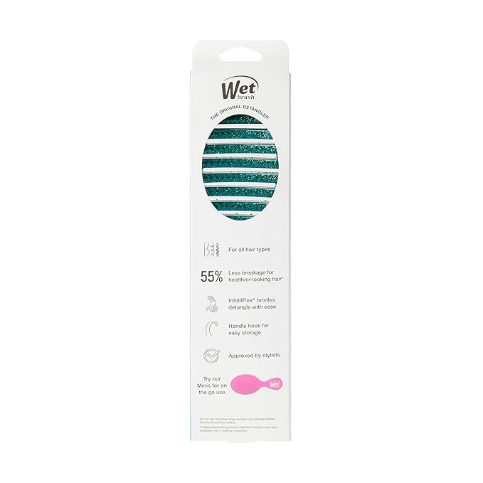 Wet Brush Shower Hair Brush Detangler - Exclusive Ultra-soft IntelliFlex Bristles - Minimizes Pain And Protects Against Split Ends & Breakage - Comb For Women, Men, Wet & Dry Hair - Green Glitter
