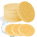 50-Count Facial Sponges Compressed Natural Cellulose Sponge Round Shape Face Sponge for Face Cleansing Exfoliating and Makeup Removal, Yellow