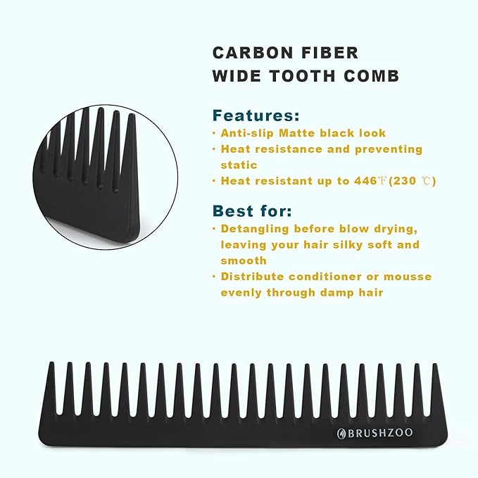 BRUSHZOO Hair Brush Set, Detangler Brush for Women Men Kid Detangling Styling Massaging, Curly Hair Brush for 3/4abc Wet Dry Hair (Black)