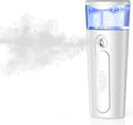 withthesun Portable Nano Face Mister, Facial Steamer, USB Rechargeable Cool Mist Sprayer, 40ml Visual Water Tank, Nano Mister for Eyelash Extensions, Facial Deep Cleaning, Makeup (White)