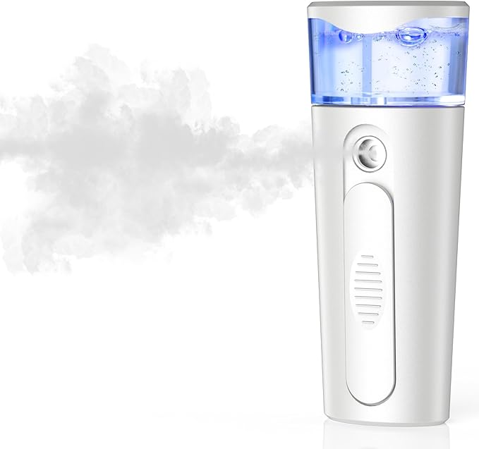withthesun Portable Nano Face Mister, Facial Steamer, USB Rechargeable Cool Mist Sprayer, 40ml Visual Water Tank, Nano Mister for Eyelash Extensions, Facial Deep Cleaning, Makeup (White)