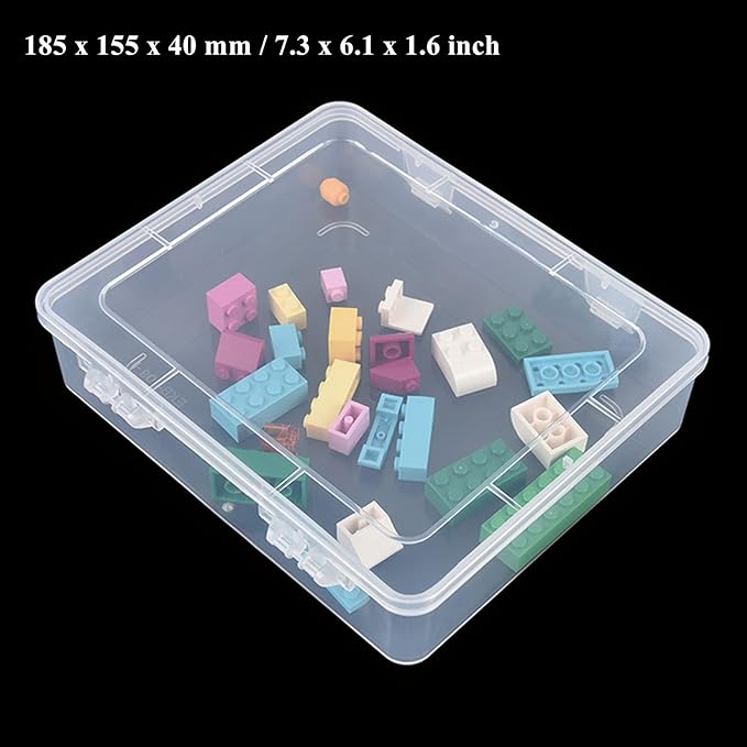 28 Pack Rectangular Clear Plastic Storage Containers Box with Hinged Lid for Beads and Other Small Craft Items (Mixed Sizes 1)