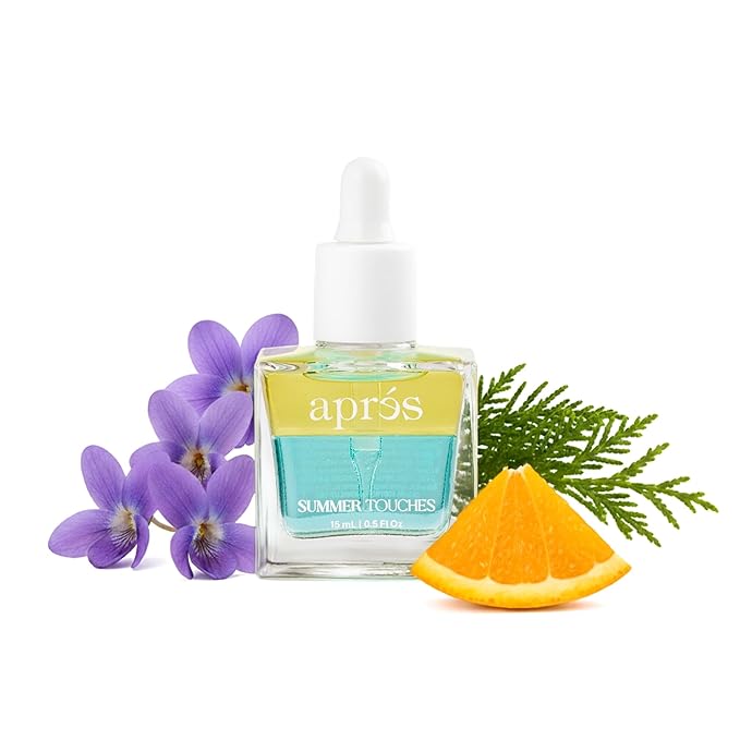 Apres Light & Shadow Cuticle Serum, Nourishing Blend of Almond and Jojoba Oil, Vitamin B and Turmeric, Cuticle Repair Oil 15 mL (15 ml, Summer Touches (Orange, Violet, and Cedar))