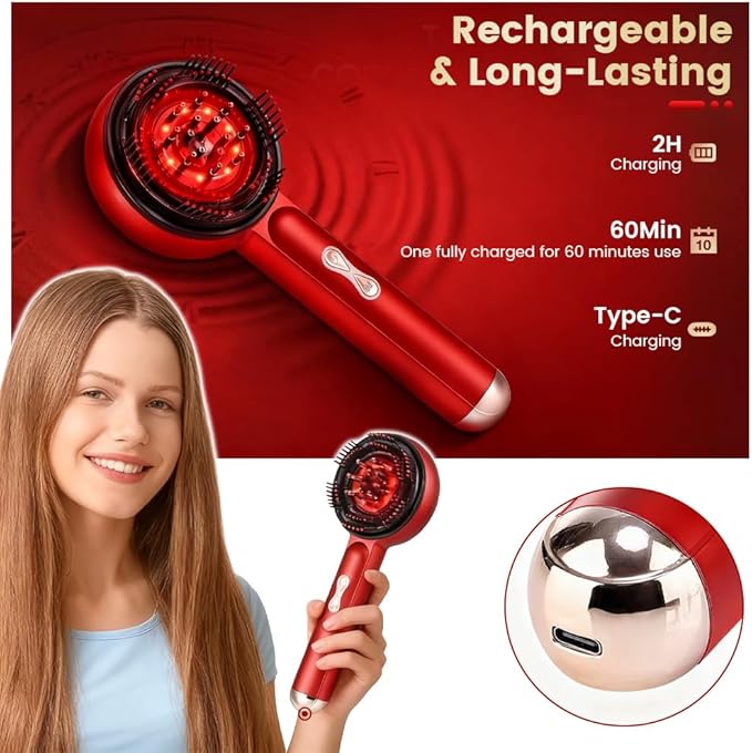 3-in-1 Scalp Massager for Hair Growth, Electric Hair Oil Applicator with EMS & Scalp Brush for Deep Cleansing, Rechargeable Head Massager for Scalp Care and Relaxation at Home