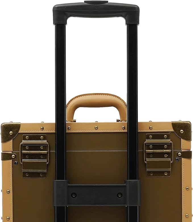 Rolling Makeup Case Large Storage Cosmetic Trolley, Rolling Lockable Makeup Train Case, Stylist Beauty Salon Cosmetic Luggage Travel Organizer Tool Box with Hair Dryer Holder (Gold)