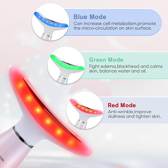 LATME Facial Massager,Neck Face Massager Tool,3 Mode Massage with Heat,Portable Beauty Instrument for Skin Care Women Gift (Gradient Pink)