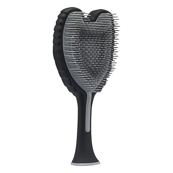 Detangling Hair Brush - Anti Static Angel Wing Hair Brush with Soft & Flexible Bristle for Straight & Wavy Hair - Tangle Angel Hair Detangler Brushes for Blow Drying & Shower - Matt Black