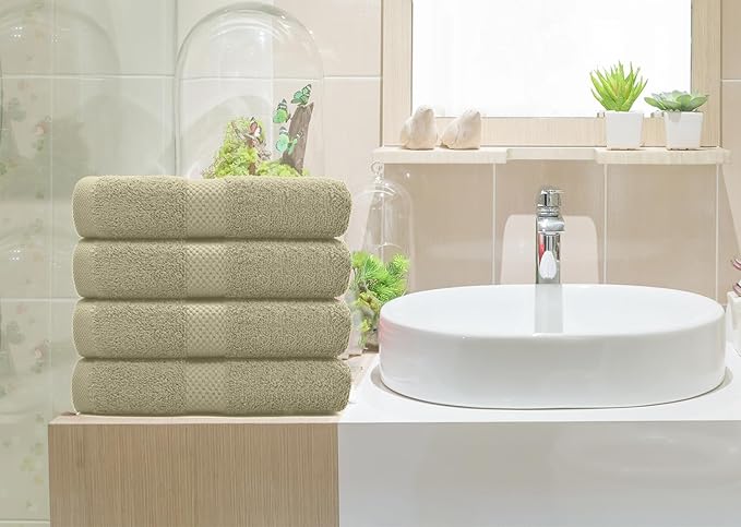 DAN RIVER 6-Pack Premium Hand Towels (16x28 Inches) - 100% Cotton, Ultra Soft, Lightweight, Highly Absorbent Towels for Bathroom, Spa, Gym, Salon, Hotel, and Travel - Beige