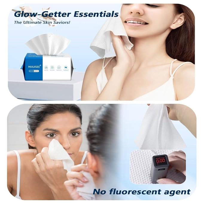 MIXUISEE◆thick and soft Face Towels.Disposable face towel.100% Cotton facial cloths.Super thick 150%. Suitable for makeup removal and cleansing.and applicable to sensitive skin(Extra thick 150 pieces)