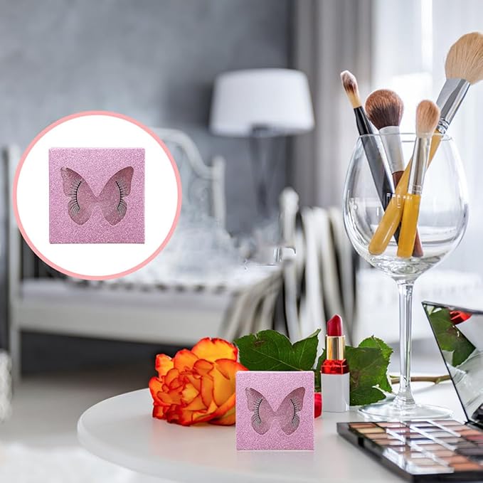10 Sets Colorful Square False Eyelashes Storage Boxes with Butterfly Hollow Design, Lid Lash Packaging Case for Eyelash Extensions and Makeup Organization