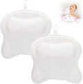 2 Pack Bath Pillow for Tub, Luxury Bathtub Pillow with Head, Neck, Shoulder and Back Support Soft 4D Mesh Bathtub Pillows with 6 Suction Cups - White