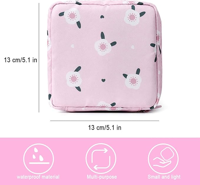 Sanitary Napkin Storage Bag,Menstrual Cup Pouch,Nylon Portable Sanitary Napkin Pads Storage Bags Feminine Menstruation First Period Bag for Teen Girls Women Ladies(2 Pack)