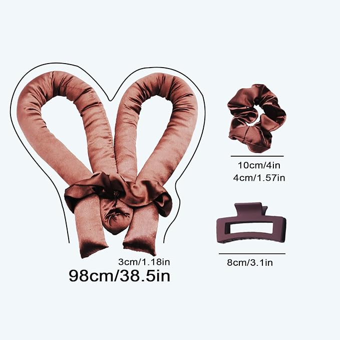 Heatless Hair Curler Set, Satin Hair Rollers to Sleep In with 2 pcs Scrunchies and 1 pc Clip,No Heat Curlers Curling Rod Headband for Women & Girls