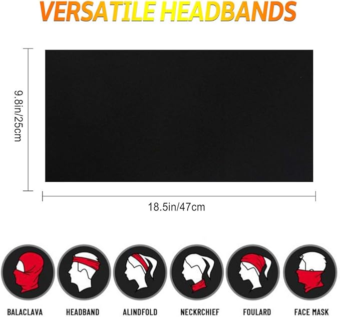 Venswell Neck Gaiter Face Mask Men Women,Seamless Bandana Rave Face Cover Scarf Mask,Balaclava,Headband, Head Wrap,Headwear