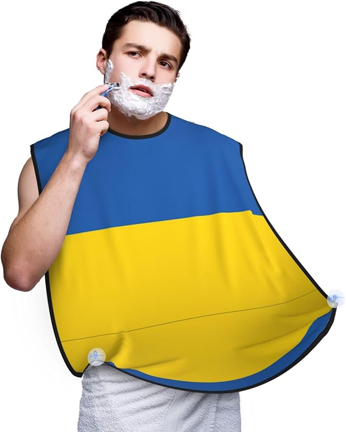 Flag Of Ukraine Print Beard Bib Apron For Men, Beard Hair Catcher For Men Shaving Trimming,Beard Cape Cloth