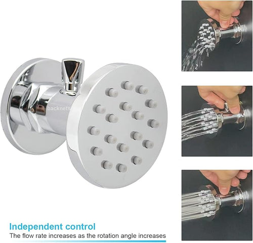 (Upgrade) Backnets Shower Body Spray with On Off Solid Brass Round Shower Jets 6 PCS Massage Showerhead Wall Nozzle, Flow Can Be Controlled, Independent Switch Sprayer (6PCS, Polished Chrome)