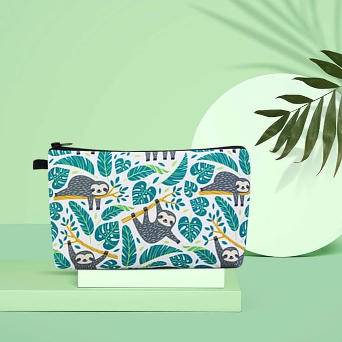 MAGEFY Small Makeup Bag Waterproof Cosmetic Bag Portable Travel Makeup Bags with Zipper Lightweight Makeup Pouch (1 pack, 0172 sloth gifts)
