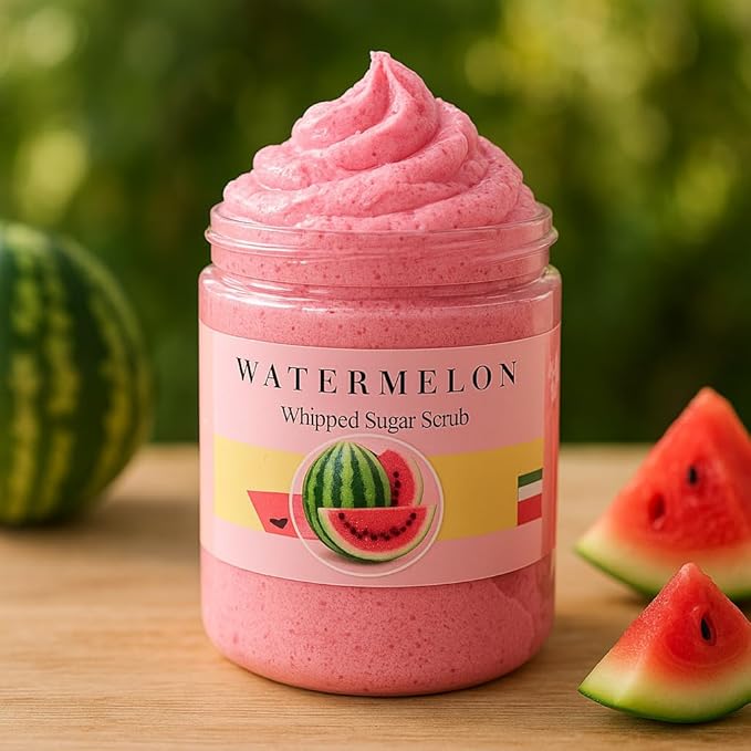 Nature Skin Shop Watermelon Whipped Sugar Scrub, 8oz Foaming Body Polish for Dry Skin & a Summer Glow