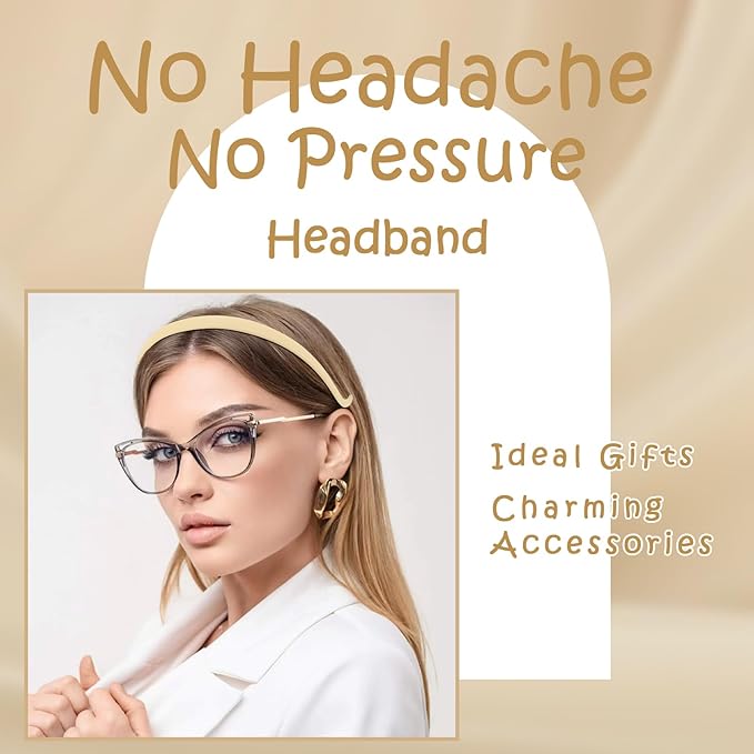 Headbands for Glasses Wearers No Headache No Pressure Comfortable Sunglasses Headband 6PCS Thin Plastic Hairbands with Teeth Fashion Head Bands for Women's Hair Non Slip Hair Accessories