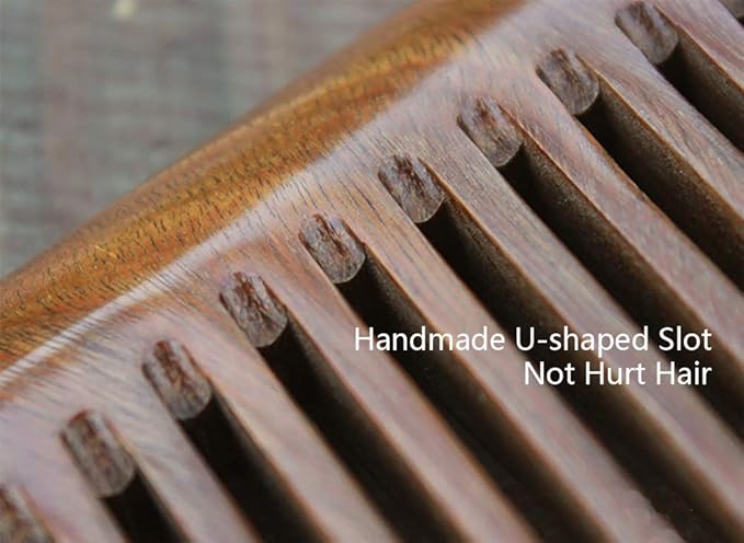Real Natural Green Sandalwood Wooden Wide Tooth Comb for Curly Hair/Beard Pick Comb - NO SNAGS,NO STATIC,NO TANGLE (Wide tooth comb)