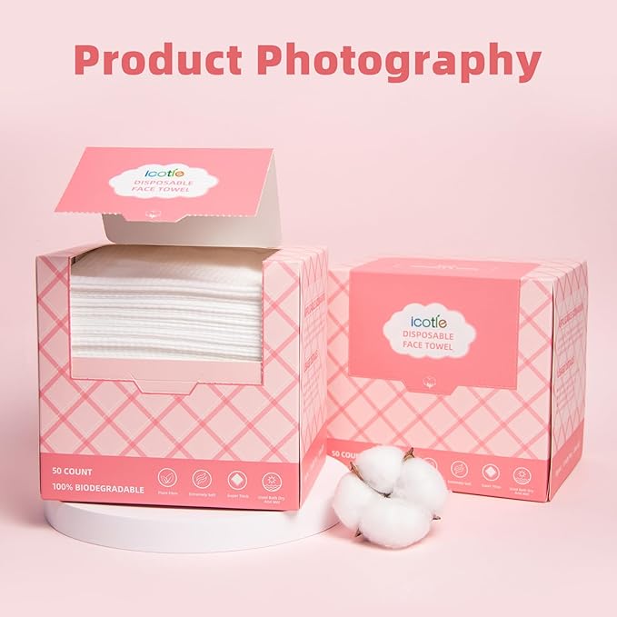 Disposable Face Towels, 10"×12" Facial Towelettes Disposable, Makeup Remover Dry Wipes for Sensitive Skin, Makeup Removing, Cleansing, Nursing, Travel