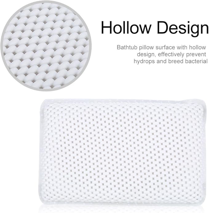 Yosoo Health Gear Spa Bath Pillow, Cushioned Bathtub Pillow with Suction Cups, PVC Bath and Spa Head Rest, White, Neck/Back Support