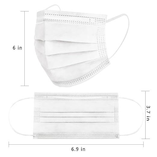 Borje White Disposable Face Masks 100 Pcs White Face Mask 3 Ply Protection Masks