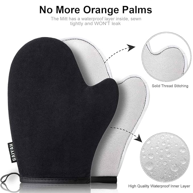 3 in 1 Self Tanning Mitts Self Tanner Mitt Applicator Kit - Tanning Glove for Self Tan Mitt, Tanning Brush for Self Tan Back Tanning Applicator Kabuki Body Brush Self Tanner Back