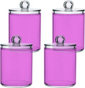 Orchid Qtip Holder Organizer Dispenser Cotton Swabs Cans Plastic Jars with Lid Set 4 Pack Bathroom Storage Canister for Cotton Ball Floss Cotton Pads