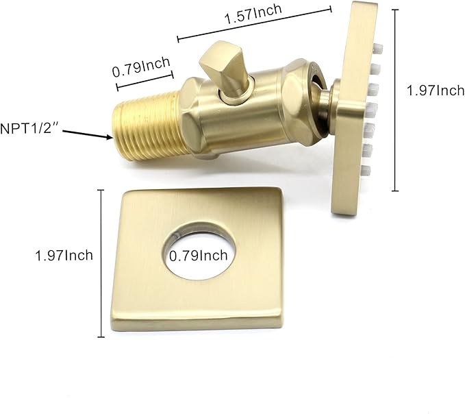 Brushed Gold Square Shower Body Spray Jets with Flow Control and Swivel - Solid Brass Adjustable Water Massage Jets, Wall-Mounted Concealed