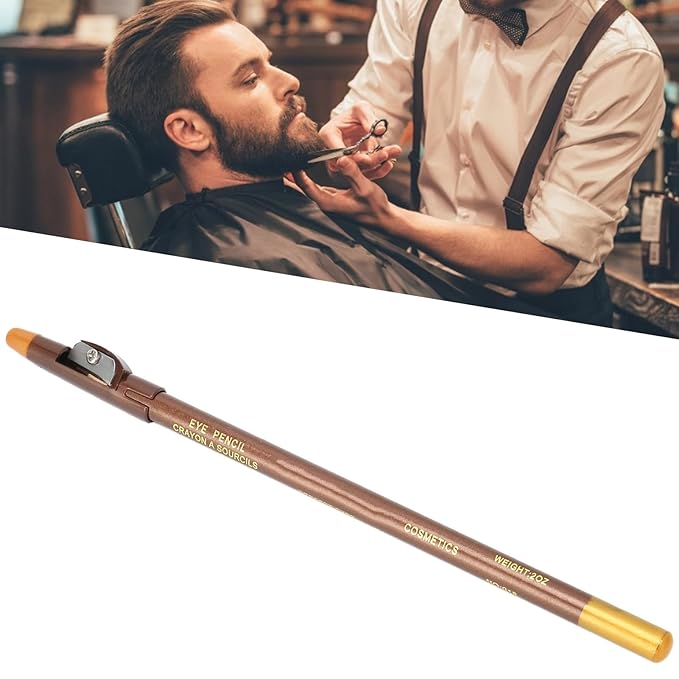 ANGGREK Beard Lineup Pen, White Hairline Pen Professional Beard Pencil Filler Household Beard Pencil Liner Shaping Styling Tool(Light Brown)