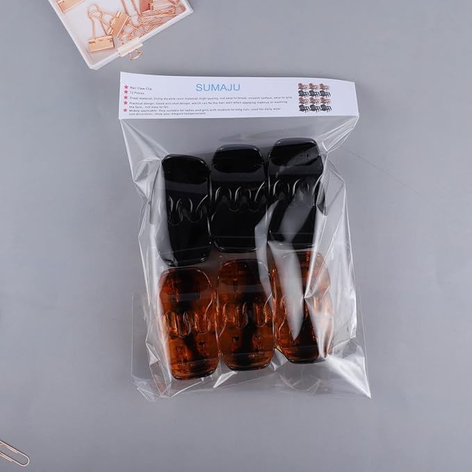 12 Pcs Medium Size Hair Claw Clips, 1.38×1.38×1.57inch No-Slip Grip Jaw Clips for Women and Girls Hair Accessories Barrettes Gifts (Black and Brown)